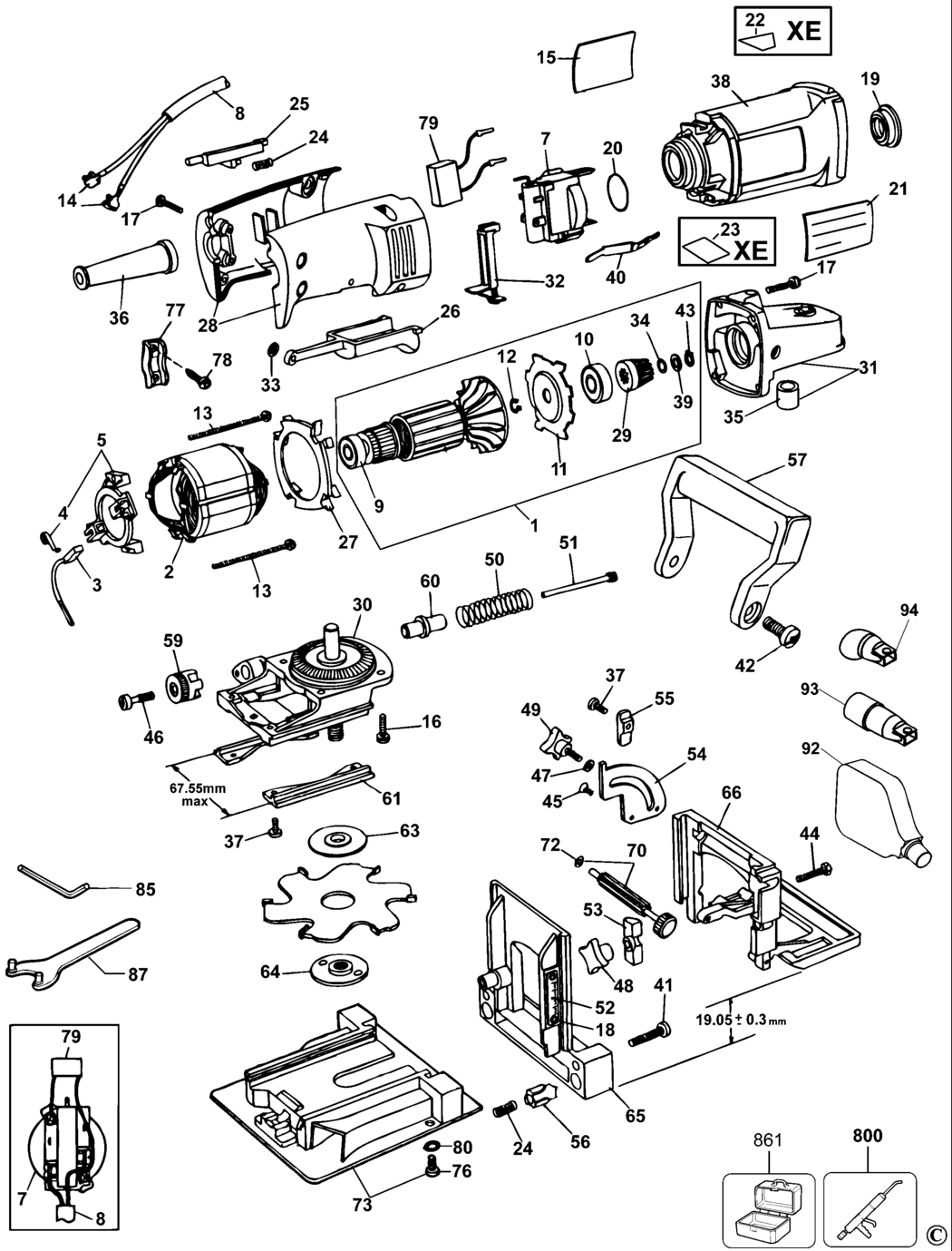 Dewalt DW682K Type 3 Jointer Groover Spare Parts