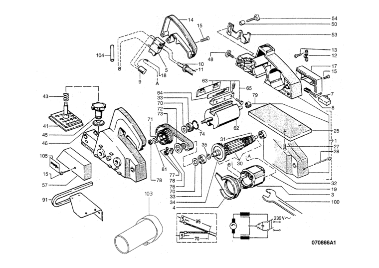 Mafell 913101 Electric Hand Planer HU 82 Spare Parts