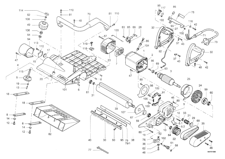 Mafell 925201 Carpentry Planing Machine ZH 205 Ec up to machine no. 1104306 Spare Parts