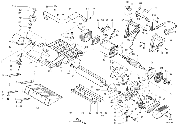 Mafell 924401 Carpentry Planing Machine ZH 320 E up to machine no. 842746 Spare Parts