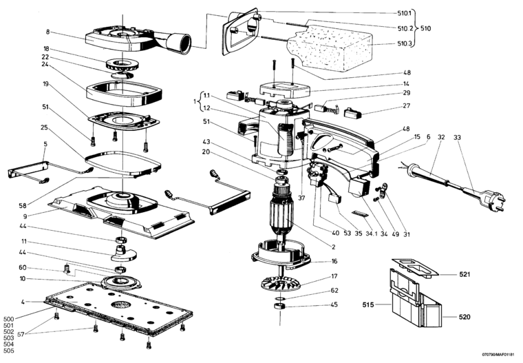 Mafell 914402 Orbital Sander UK 115 E Spare Parts