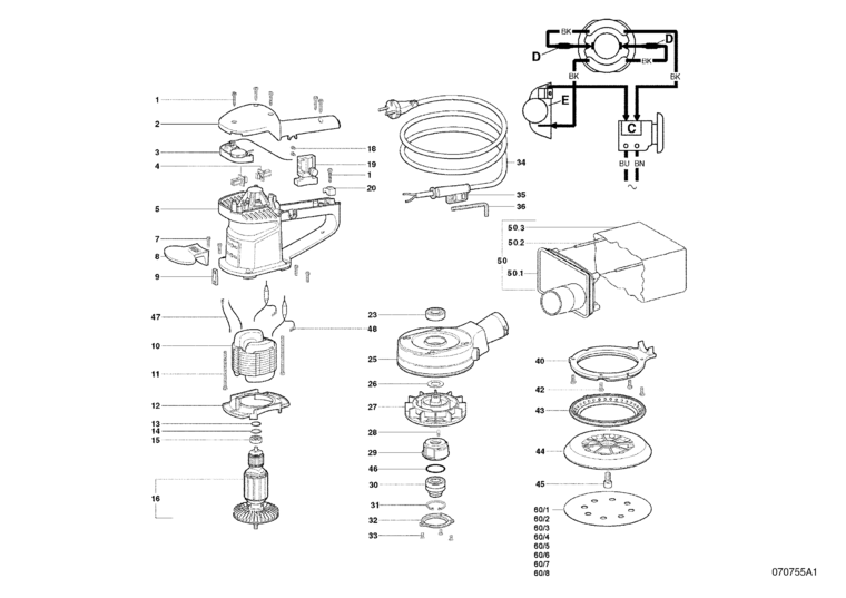 Mafell 914610 Orbital Disk Sander UT 150 E Spare Parts