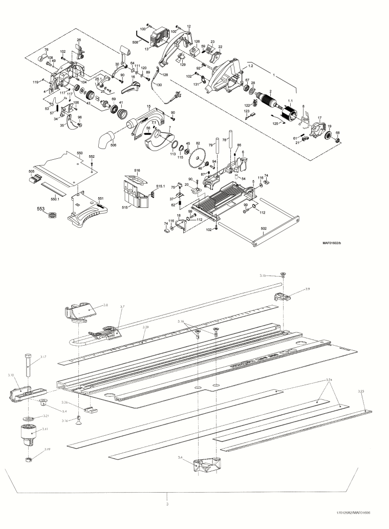 Mafell 916702 Cross-Cutting System KSS 300 MaxiMAX in MAFELL-MAX up to machine no. 1158650 Spare Parts