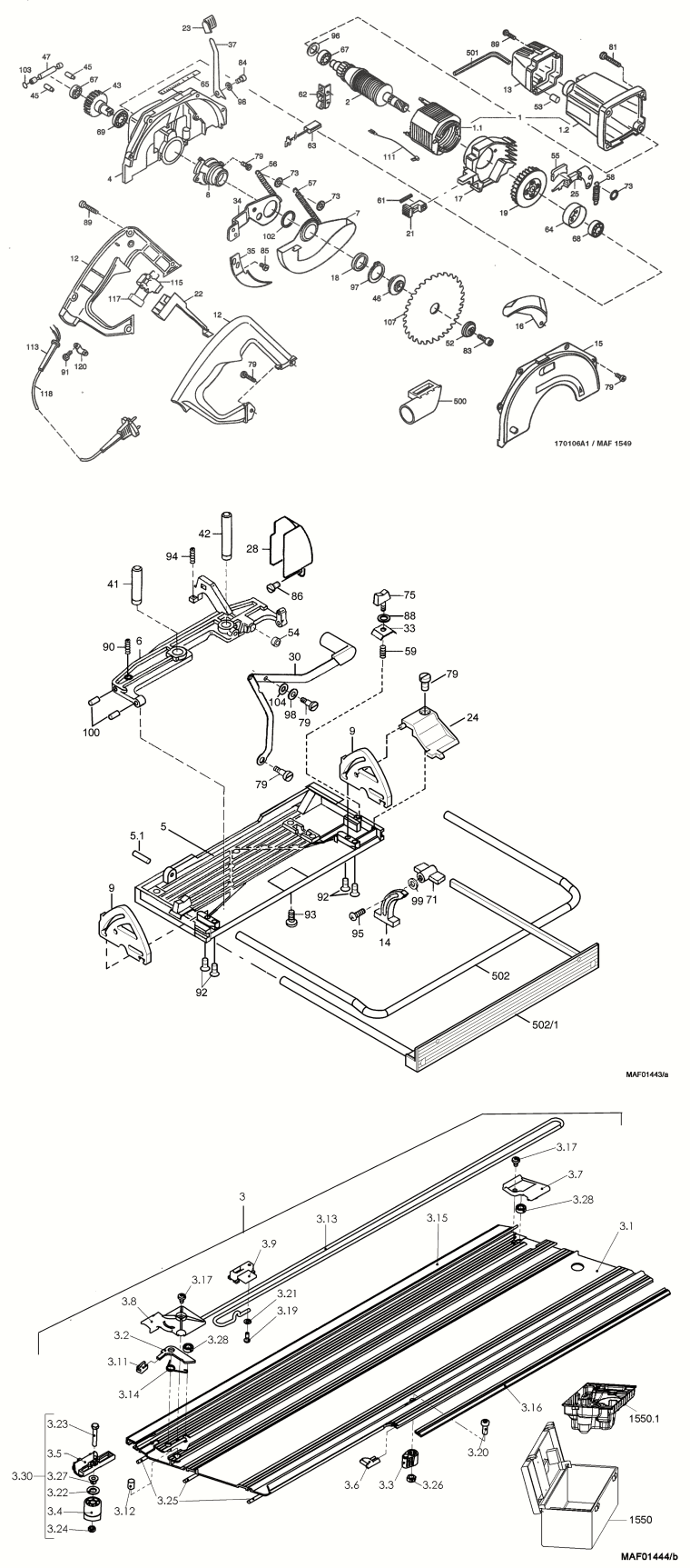 Mafell 916502 Cross-Cutting System KSS 400 in carrying case Spare Parts