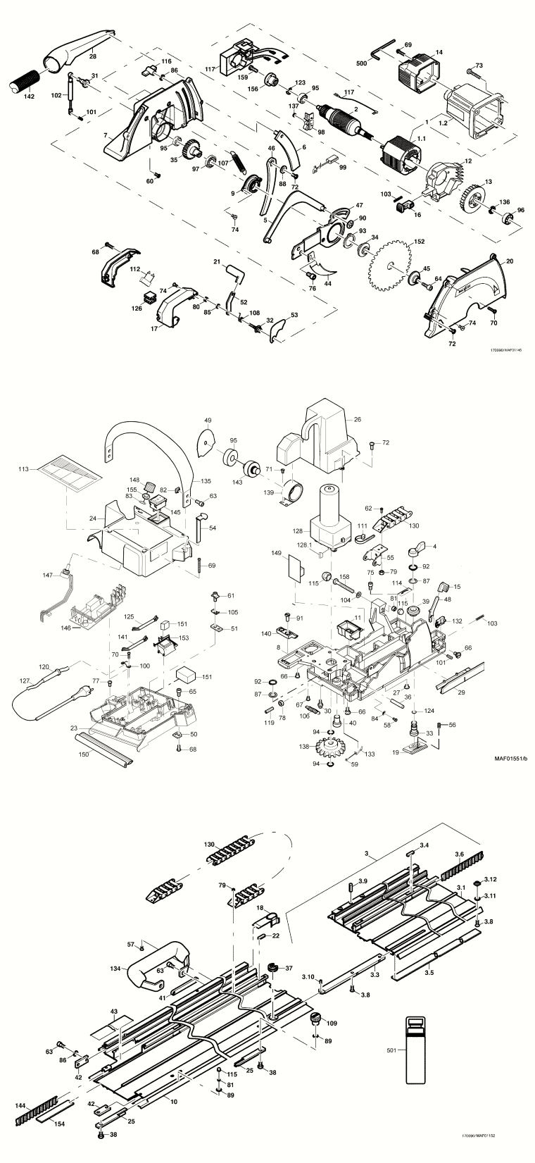 Mafell 916201 Portable Panel Saw System PSS 3100 SE up to machine no. 822347 Spare Parts