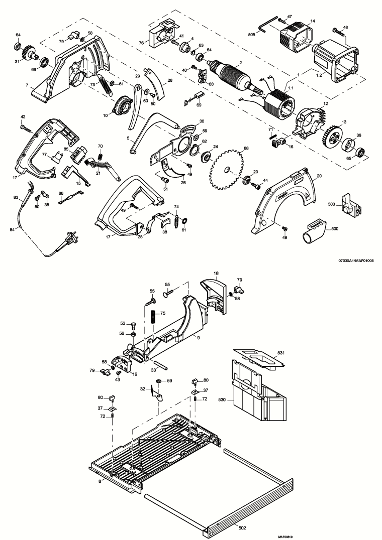 Mafell 914701 Plunge Cut Saw KST 55 Spare Parts