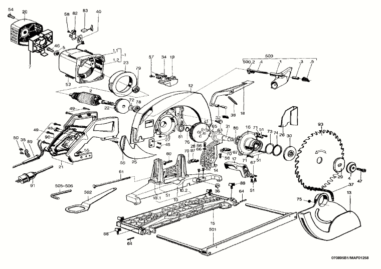 Mafell 913701 Portable Circular Saw MKS 105 E Spare Parts