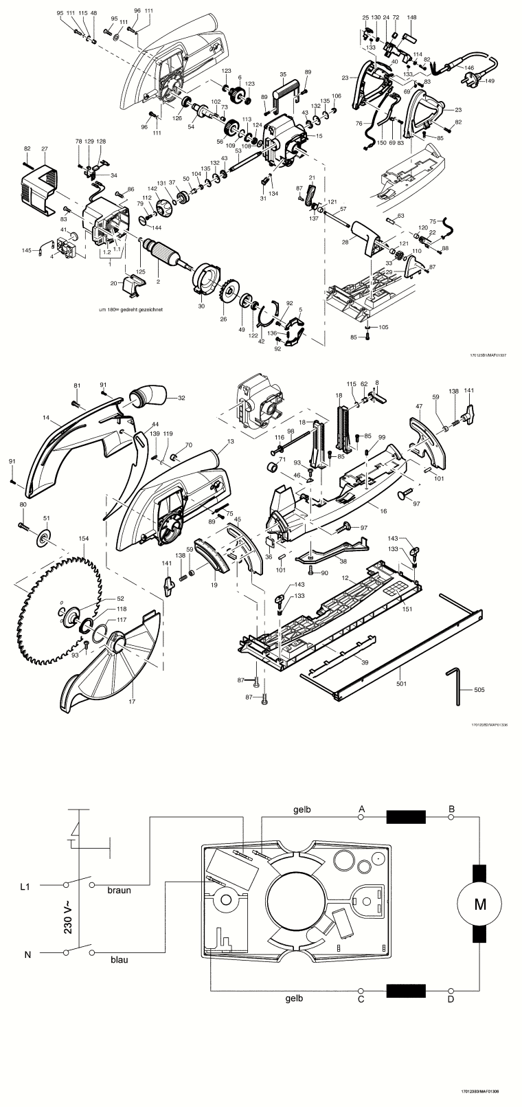 Mafell 925401 Portable Circular Carpentry Saw MKS 130 Ec Spare Parts