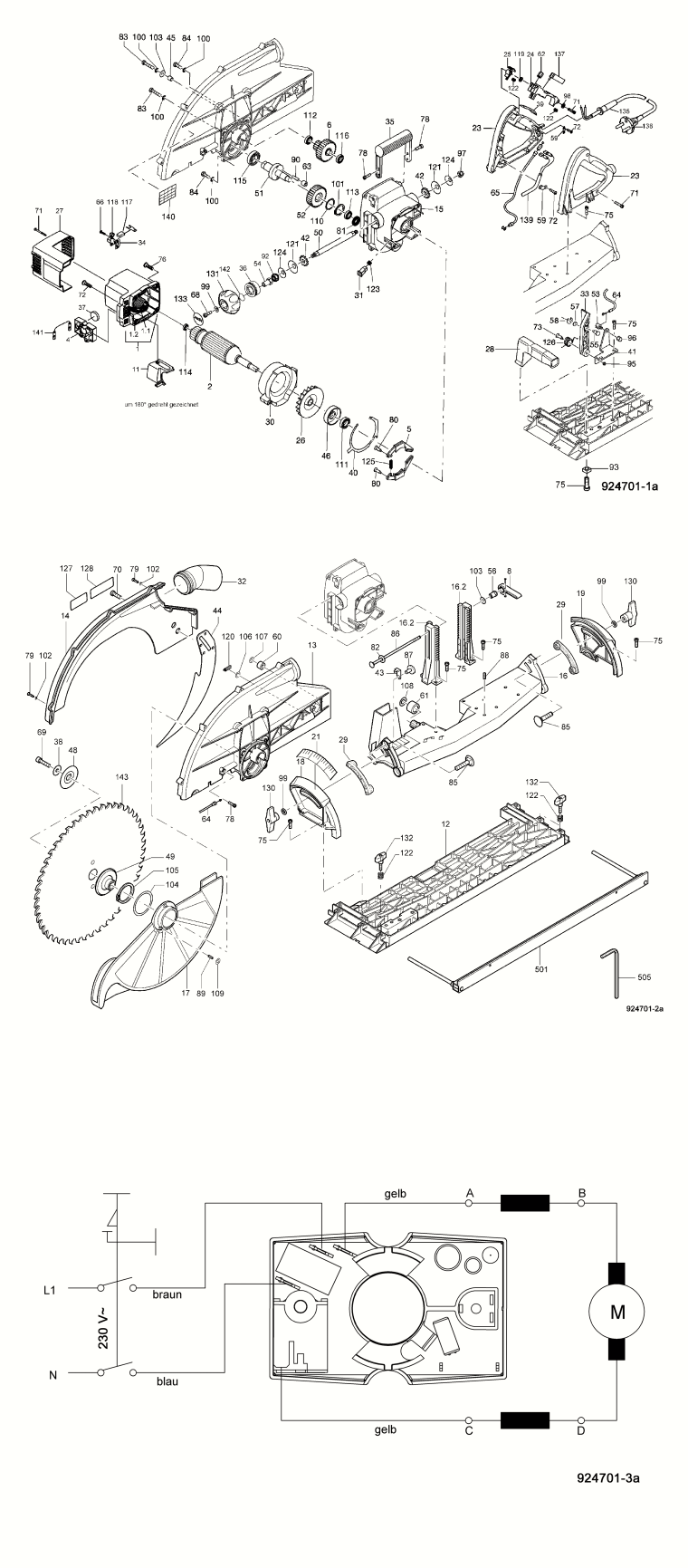 Mafell 924701 Portable Circular Carpentry Saw MKS 145 Ec Spare Parts