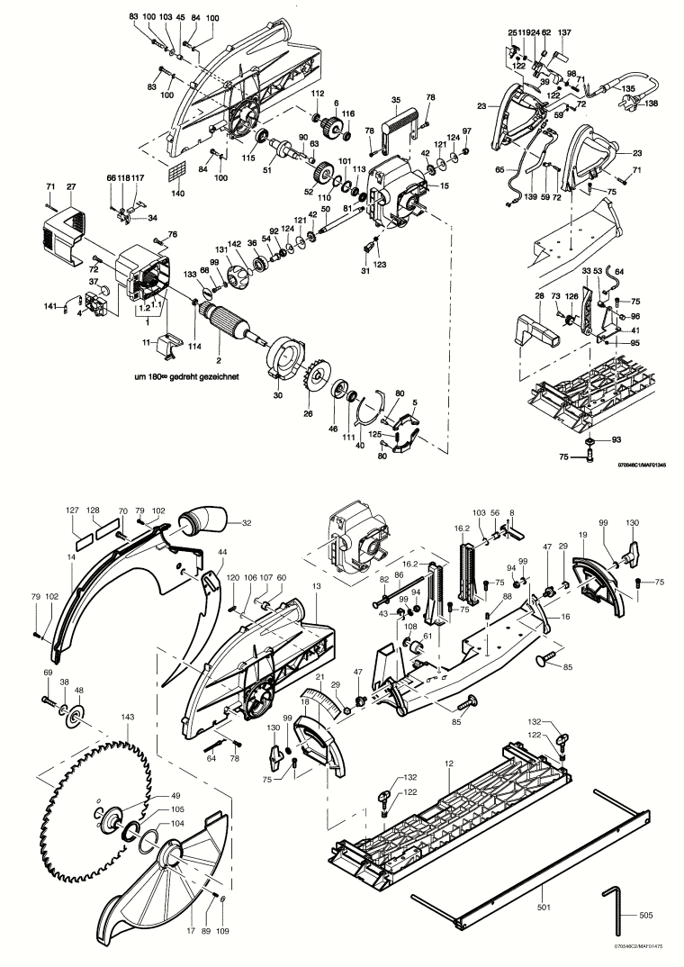 Mafell 924701 Portable Circular Carpentry Saw MKS 145 Ec up to machine no. 825044 Spare Parts