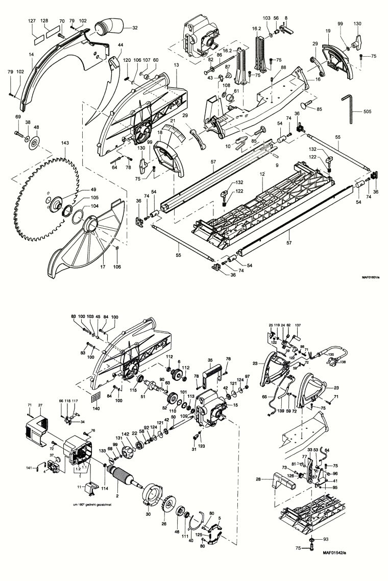 Mafell 924501 Portable Circular Carpentry Saw MKS 165 Ec Spare Parts