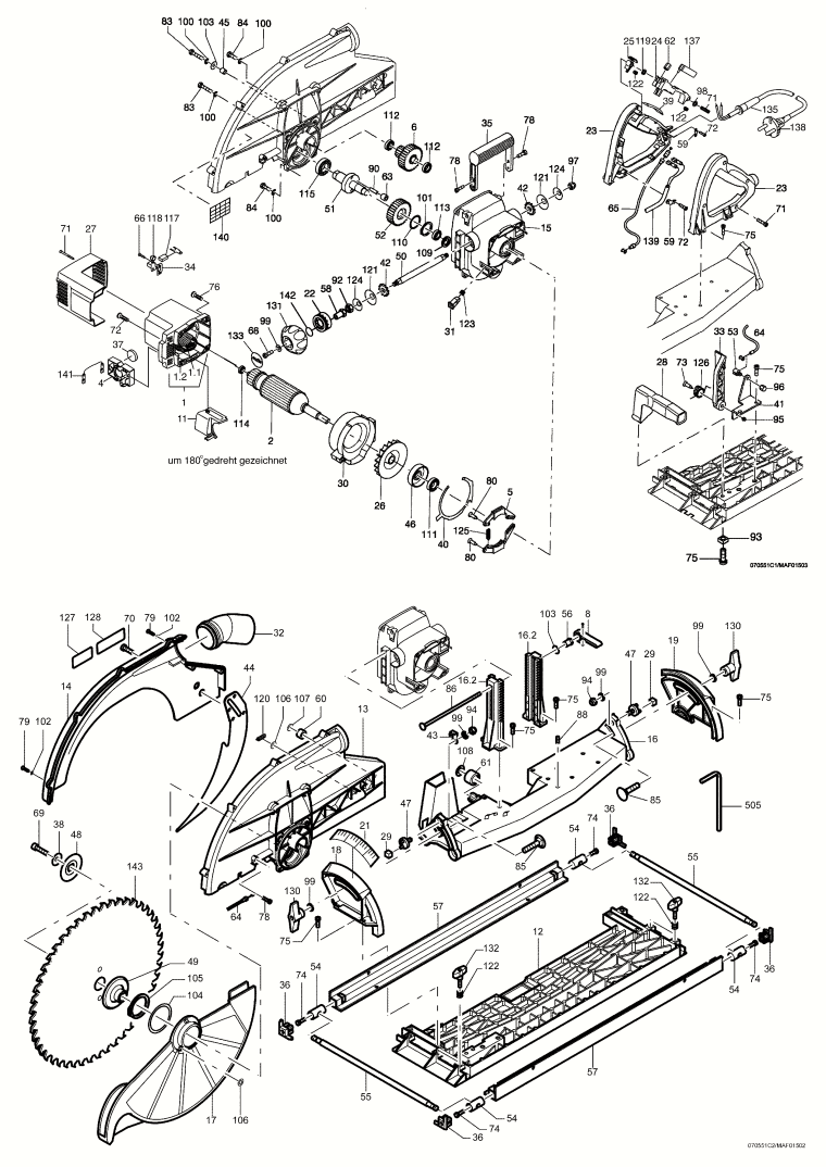 Mafell 924501 Portable Circular Carpentry Saw MKS 165 Ec up to machine no. 959308 Spare Parts