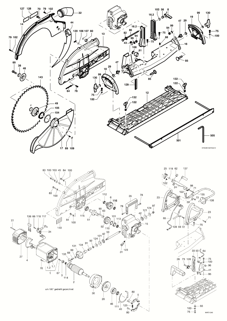 Mafell 924701 Portable Circular Carpentry Saw MKS 145 E up to machine no. 809348 Spare Parts