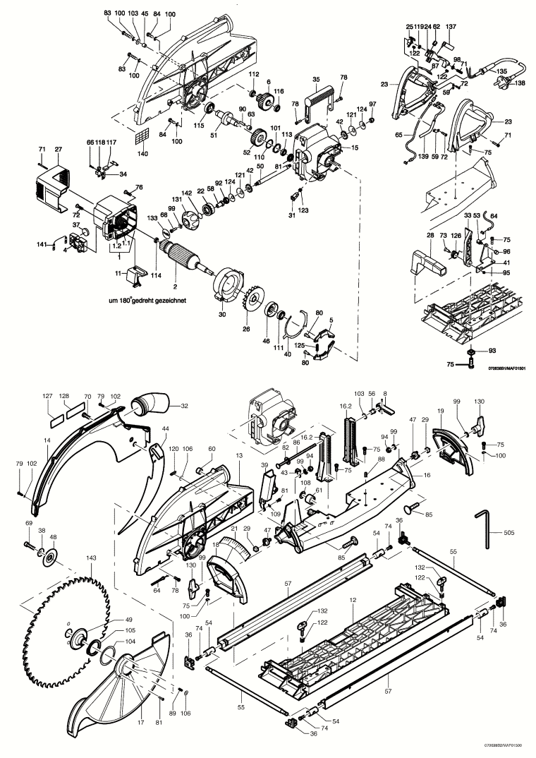 Mafell 924801 Portable Circular Carpentry Saw MKS 185 Ec up to machine no. 955934 Spare Parts