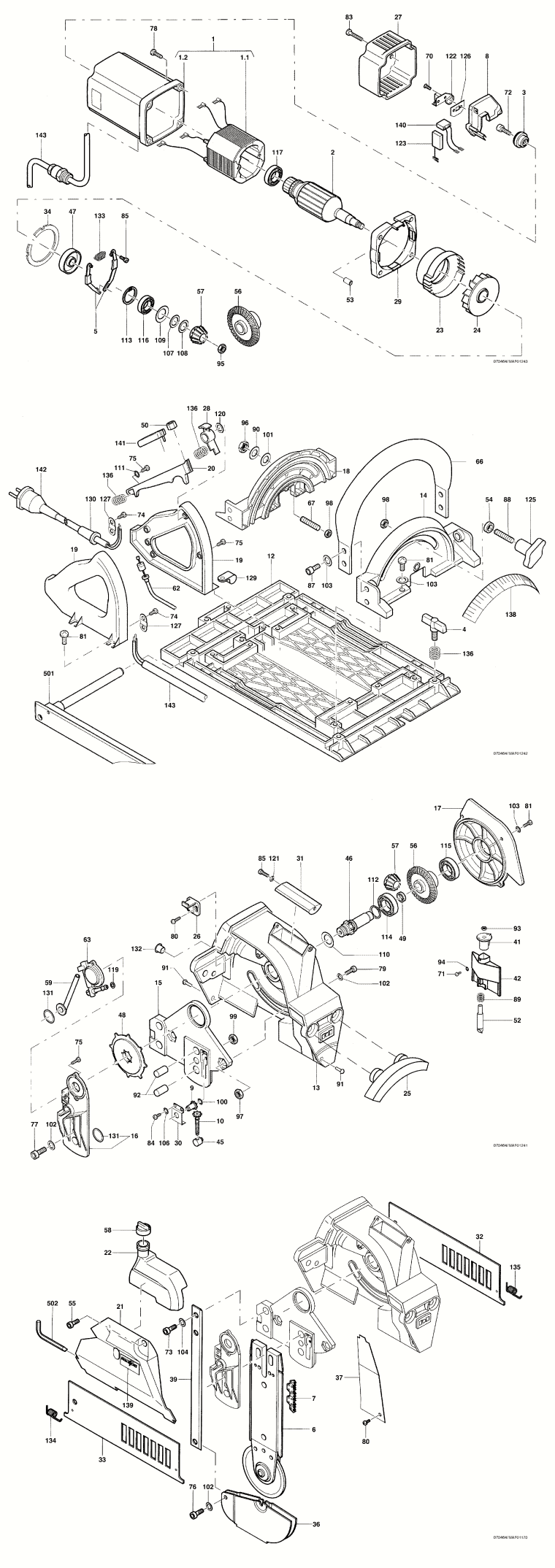 Mafell 924601 Carpenters Chain Saw ZS 260 E up to machine no. 759708 Spare Parts