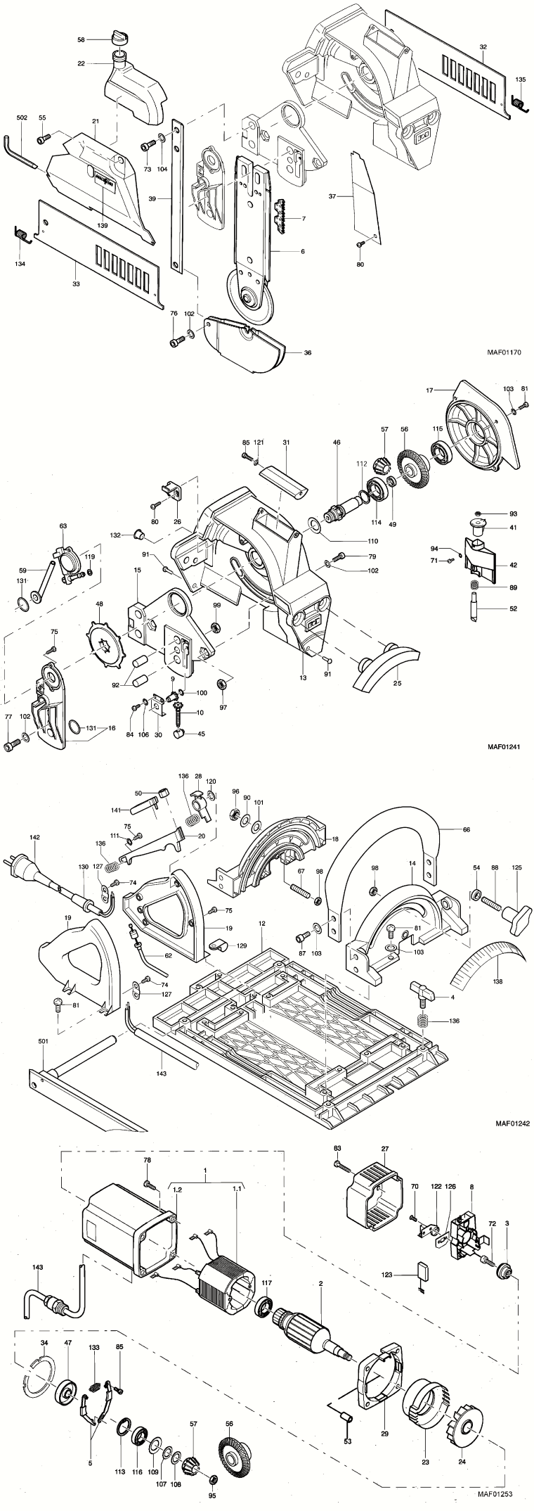 Mafell 924601 Carpenters Chain Saw ZS 260 E Spare Parts