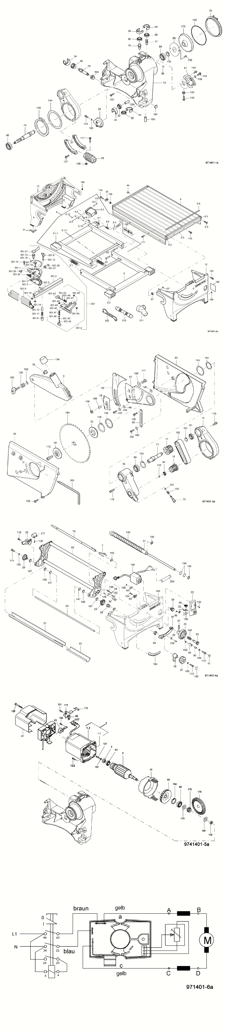 Mafell 971401 Pull-Push Saw ERIKA 70 Ec Spare Parts