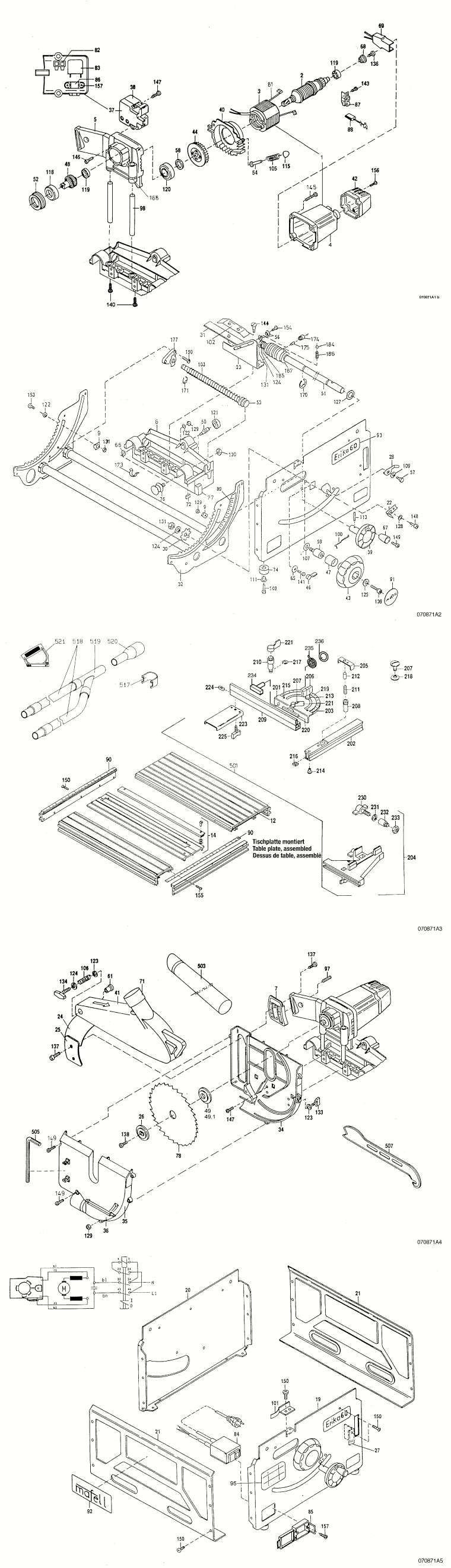 Mafell 971101 Pull-Push Saw ERIKA 60 Spare Parts