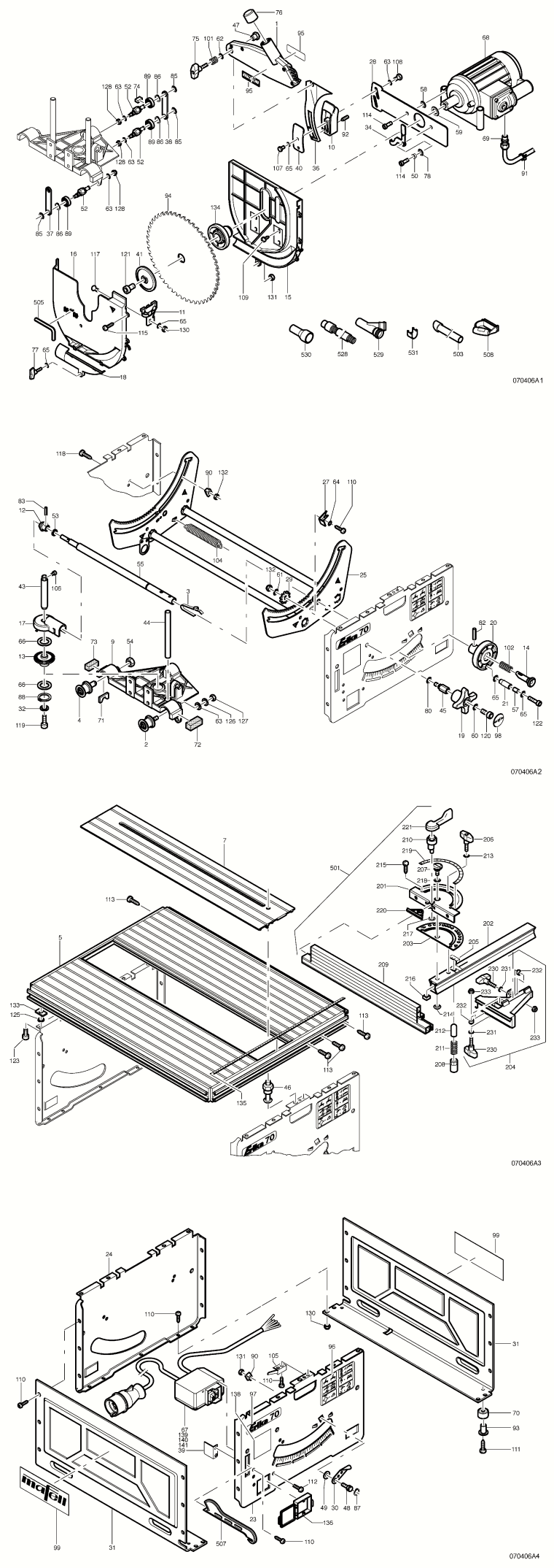 Mafell 971305 Pull-Push Saw ERIKA 70 K Spare Parts