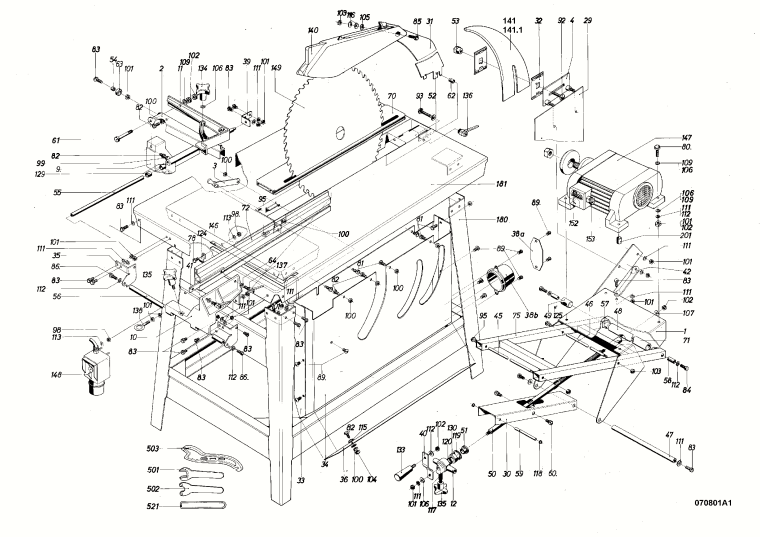 Mafell 943001 Builders Saw Bench BSK 4 Spare Parts