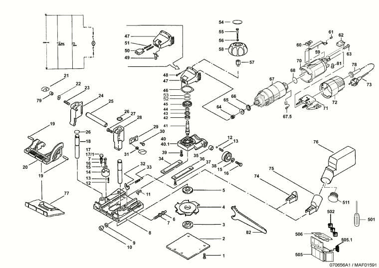 Mafell 915601 Biscuit Jointer LNF 20 up to machine no. 889331 Spare Parts