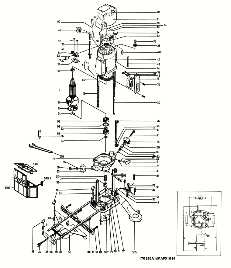 Mafell 916901 Hand Router LO 65 Ec MaxiMAX in MAFELL-MAX up to machine no. 913388 Spare Parts