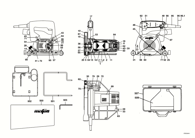 Mafell 951101 Grooving Machine KFU 1000 E Spare Parts
