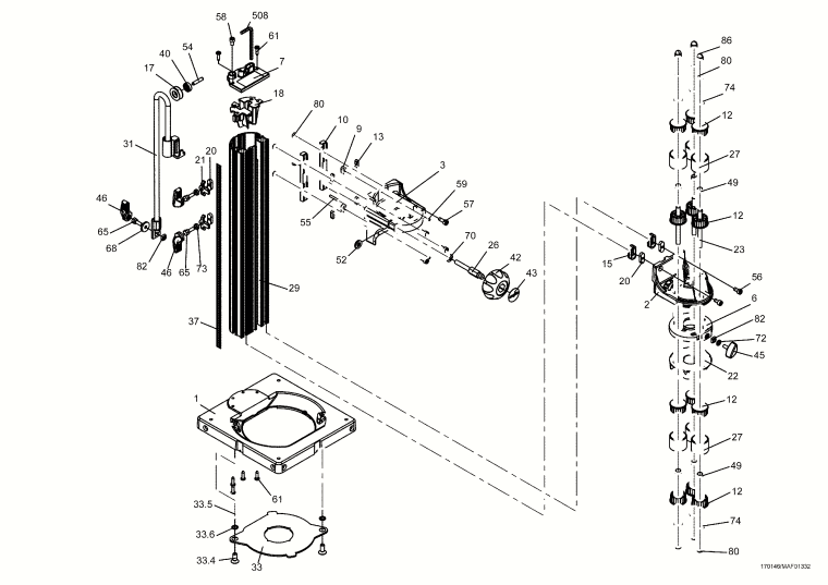 Mafell 961251 Drilling station BST 320 S with Parallel fence , Copying insert,special drill bit for copying insert Spare Parts