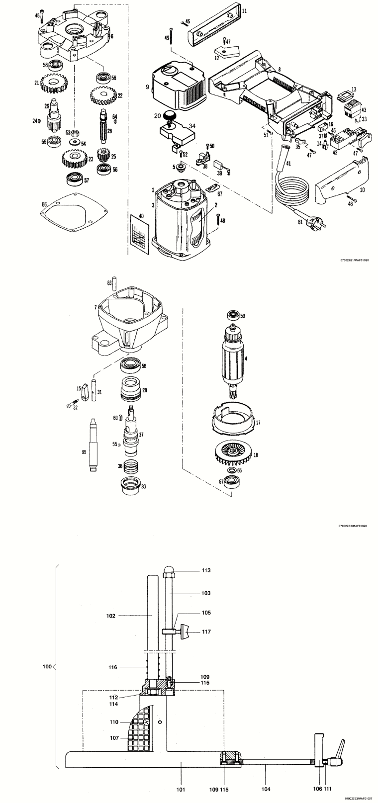 Mafell 923601 Carpentry Drilling Machine ZB 100 ES Spare Parts