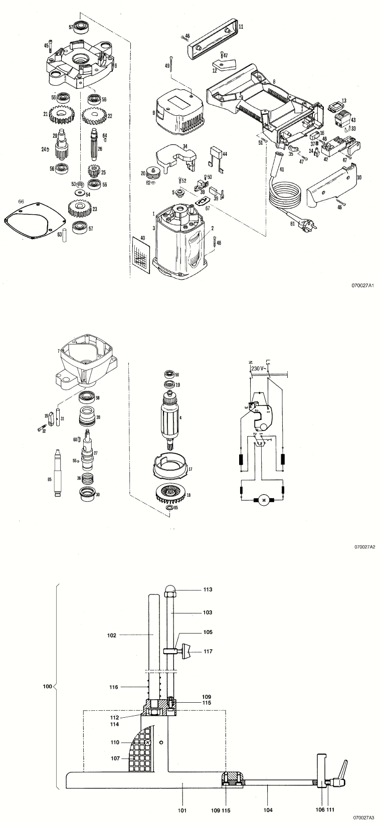 Mafell 923601 Carpentry Drilling Machine ZB 100 ES up to machine no. 799279 Spare Parts