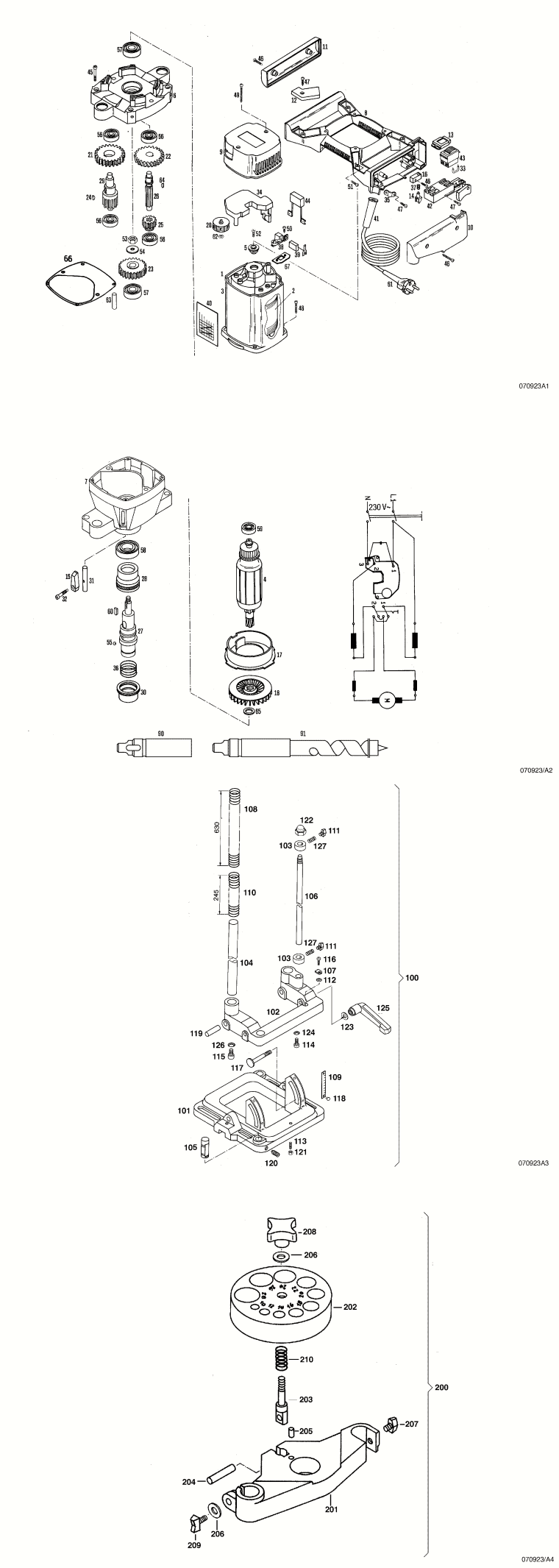 Mafell 922901 Carpentry Drilling Machine ZB 400 E up to machine no. 799279 Spare Parts