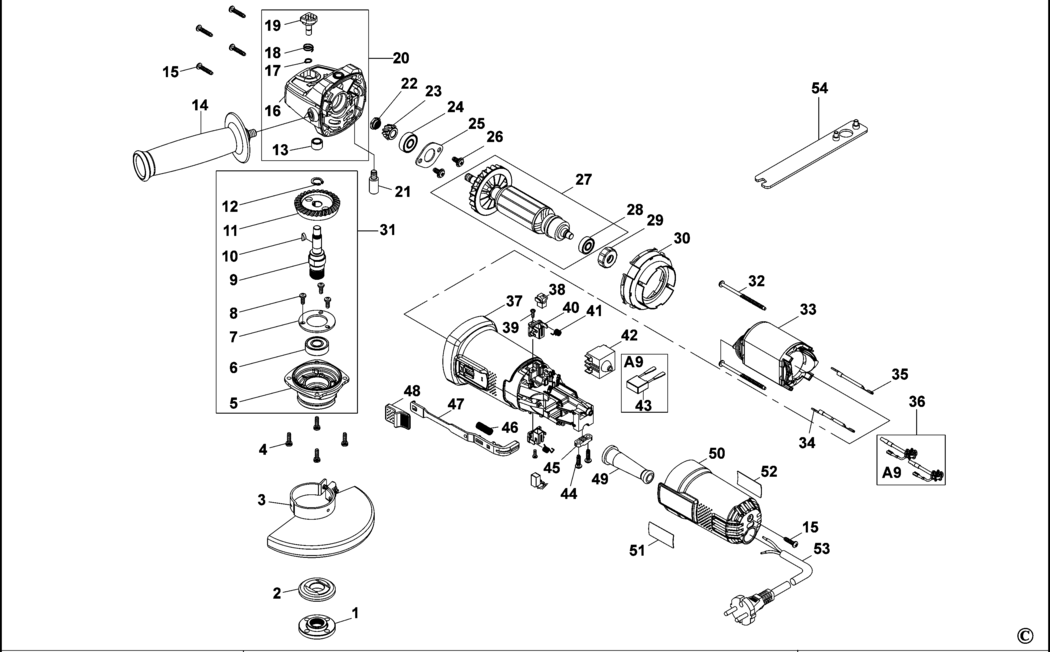 Stanley STEL816 Type 1 Angle Grinder Spare Parts