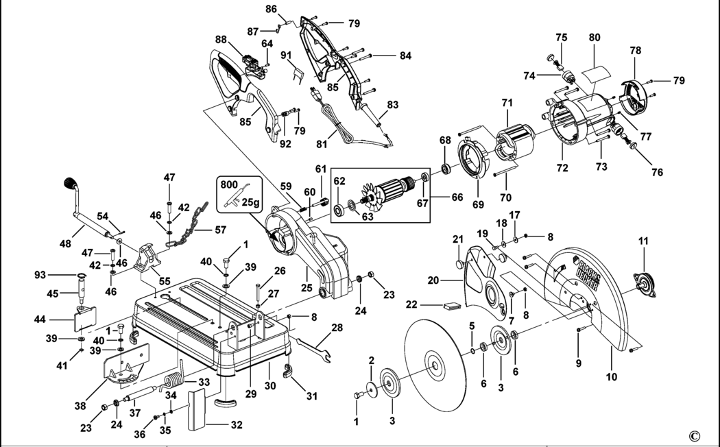 Stanley STEL705 Type 1 Chop Saw Spare Parts