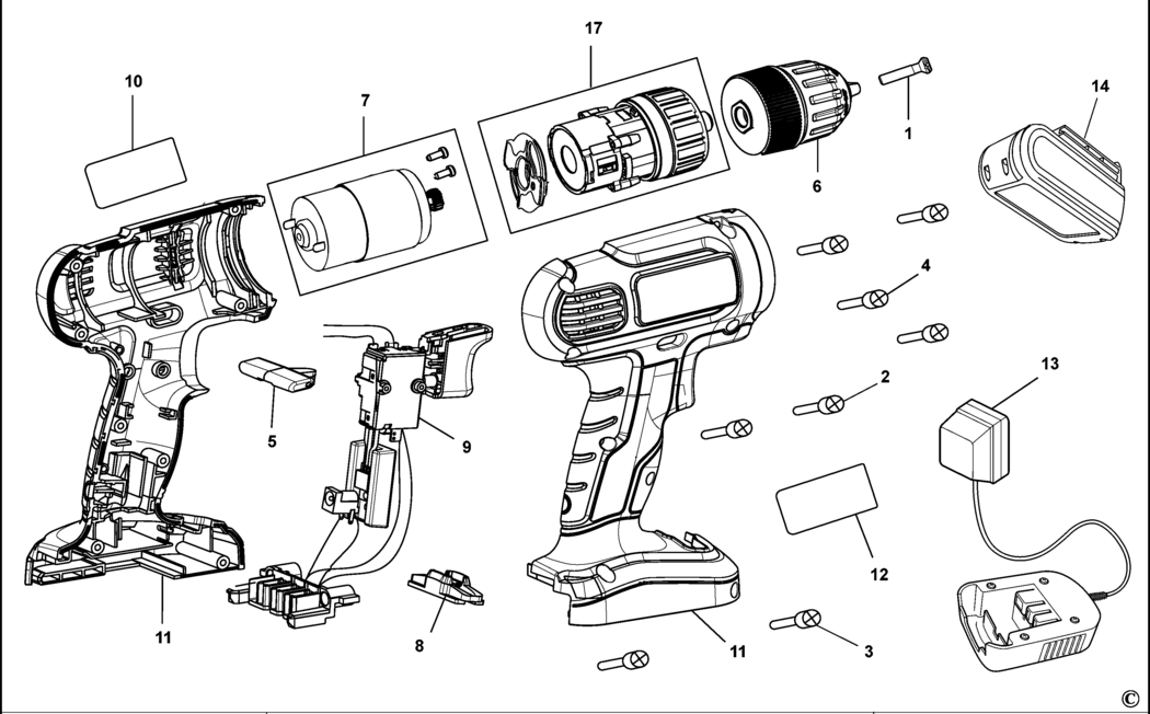 Stanley STDC001N Type 1 Cordless Drill Spare Parts