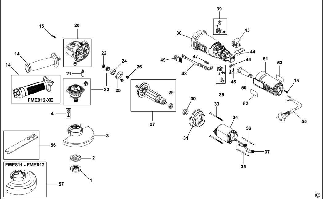 Stanley FME811 Type 1 Angle Grinder Spare Parts