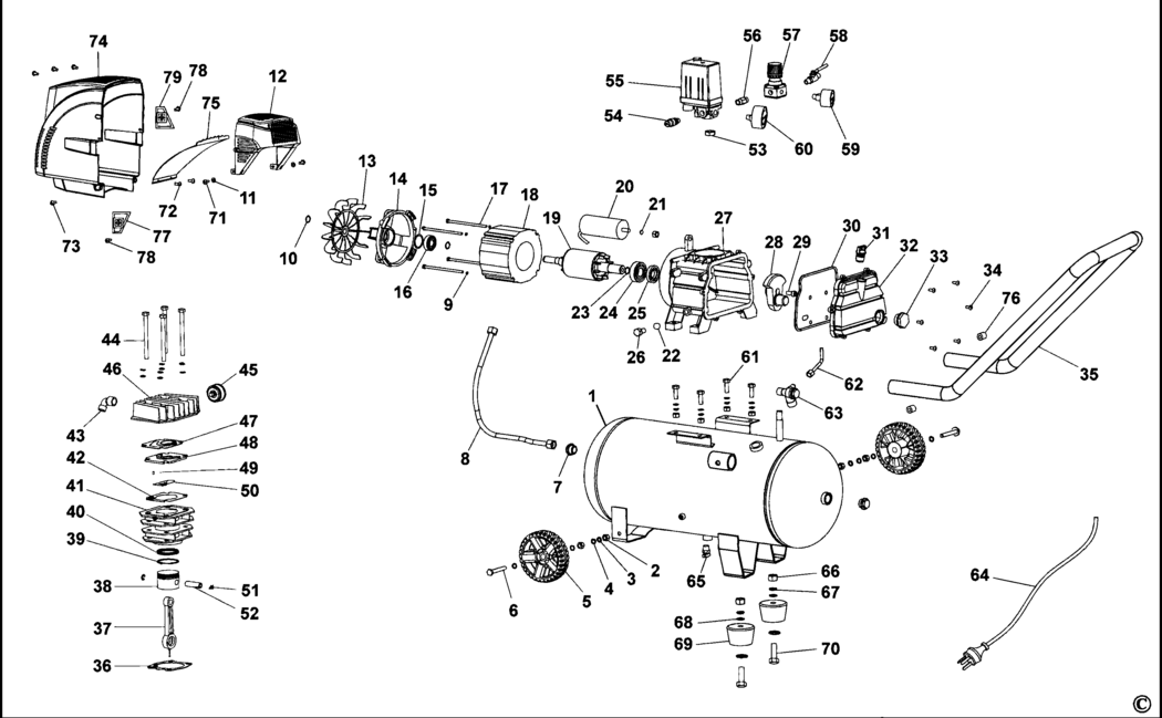 Stanley STCT250 Type 1 Compressor Spare Parts