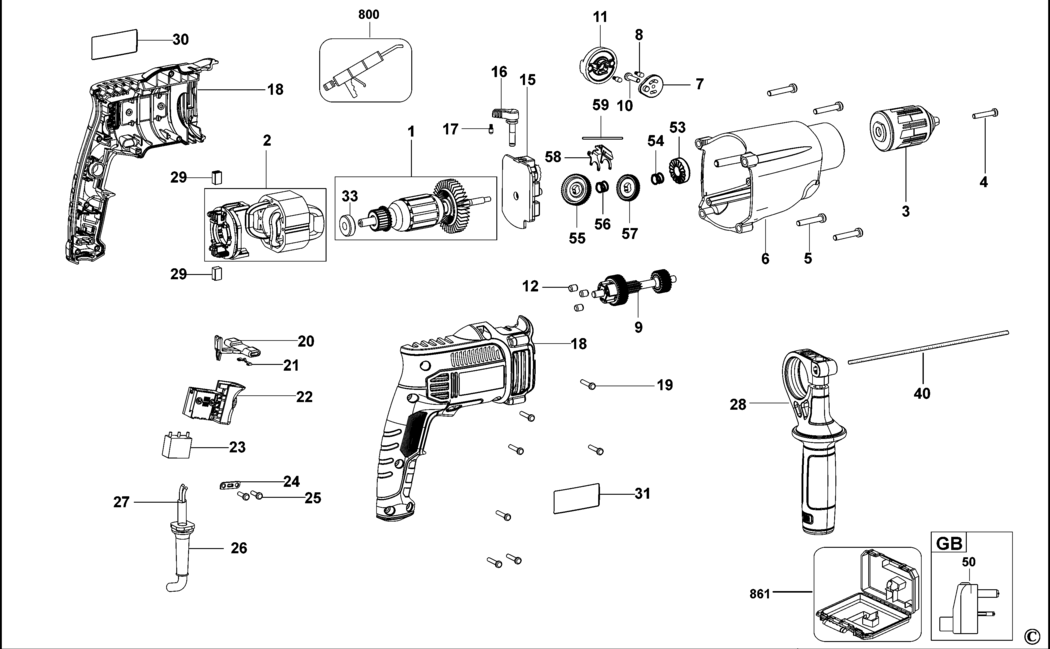 Stanley FME142 Type 1 Drill Spare Parts