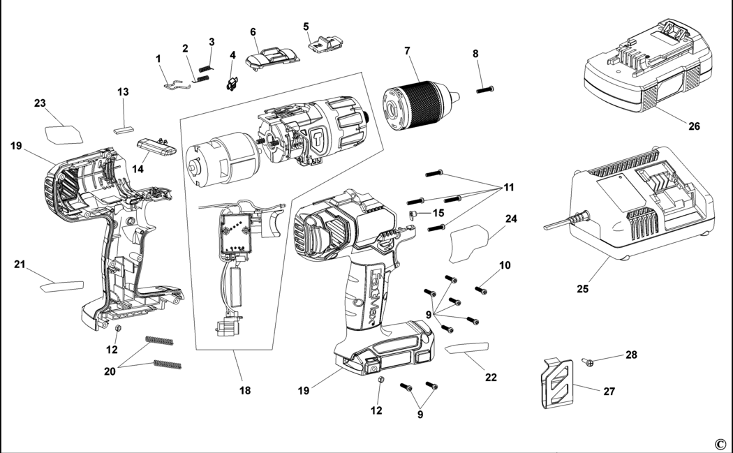 Stanley FMC520 Type H1 Cordless Drill Spare Parts