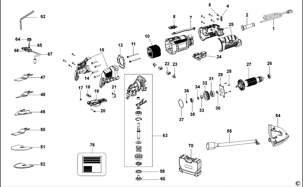 Stanley FME650 Type 1 Oscillating Tool Spare Parts