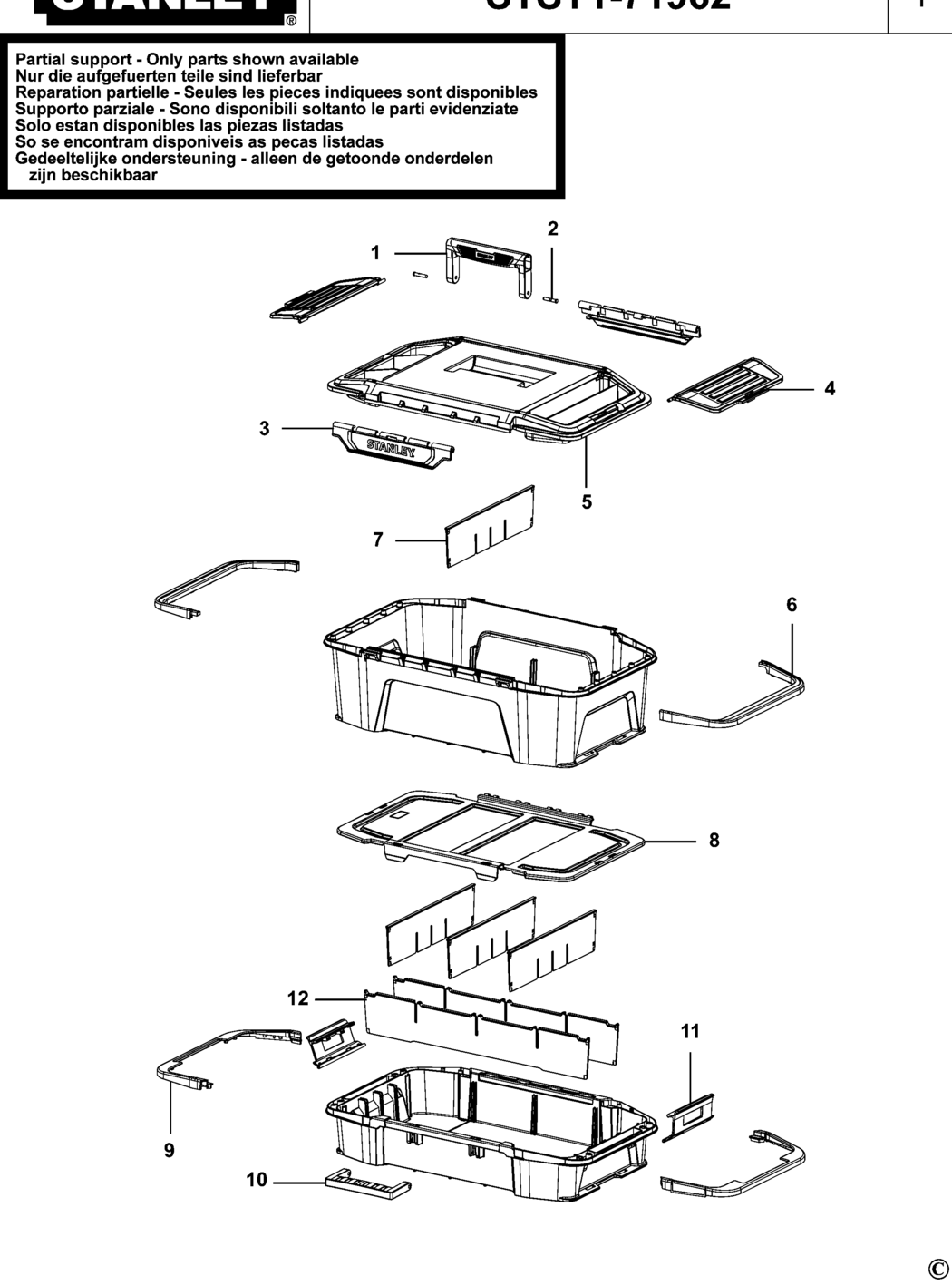 Stanley STST1-71962 Type 1 Organiser Spare Parts