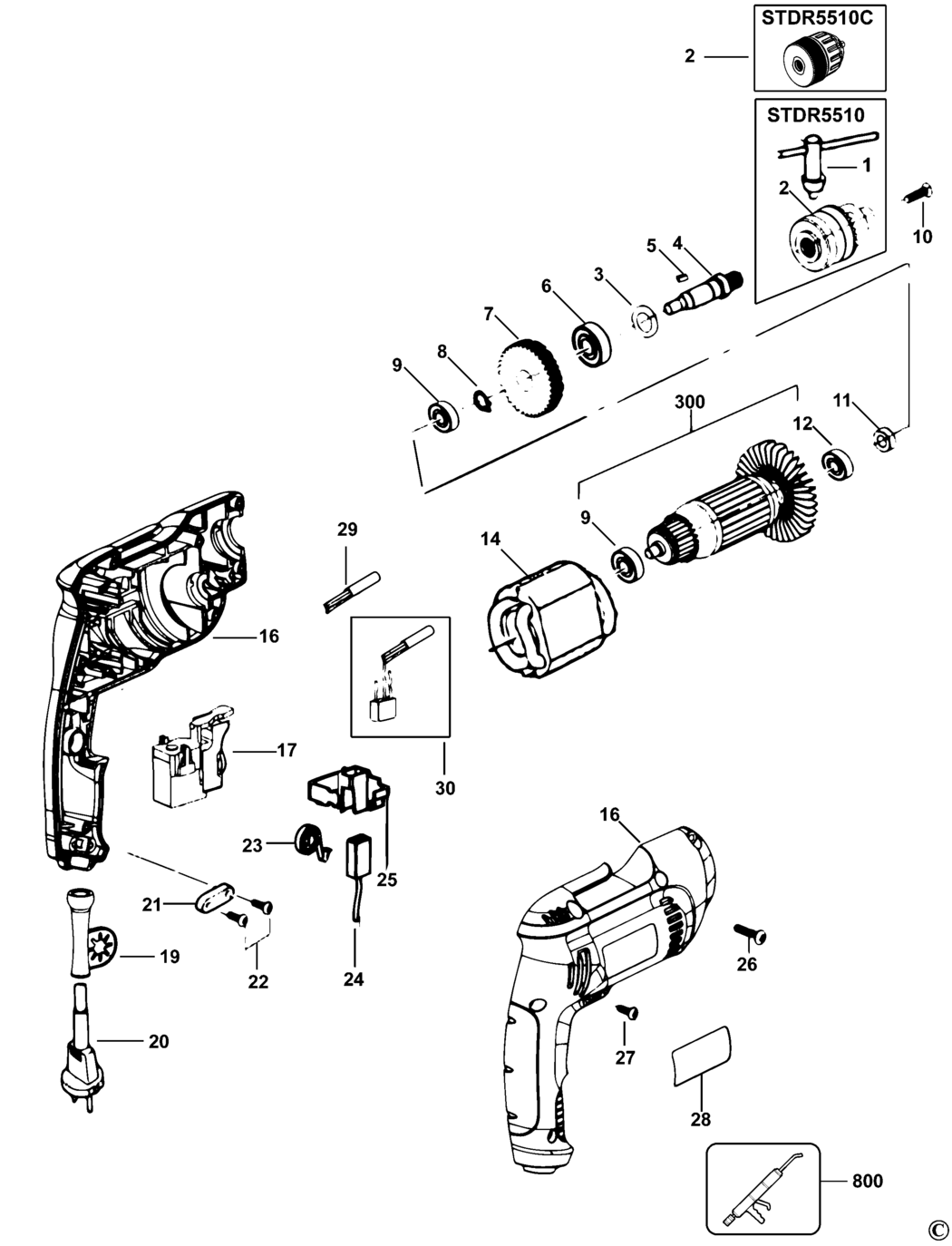 Stanley STDR5510 Type 1 Drill Spare Parts