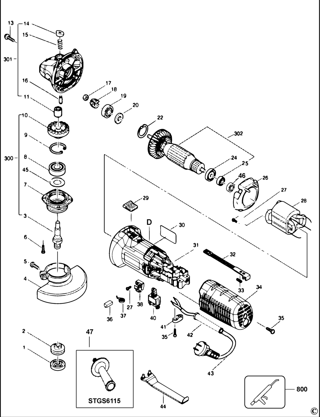 Stanley STGS6100 Type 1 Small Angle Grinder Spare Parts