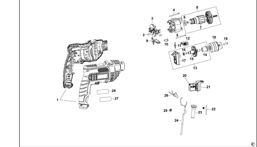 Stanley STDH5510 Type 1 Drill Spare Parts