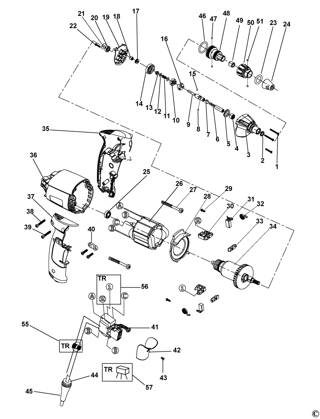Stanley STDR5206 Type 1 Screwdriver Spare Parts
