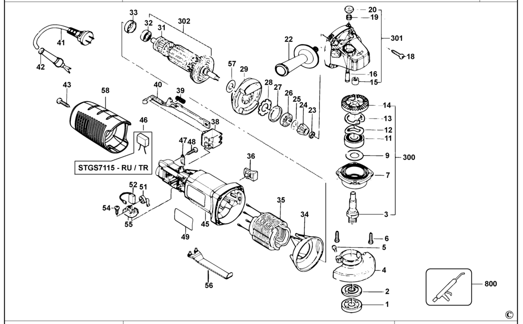 Stanley STGS7115 Type 1 Small Angle Grinder Spare Parts