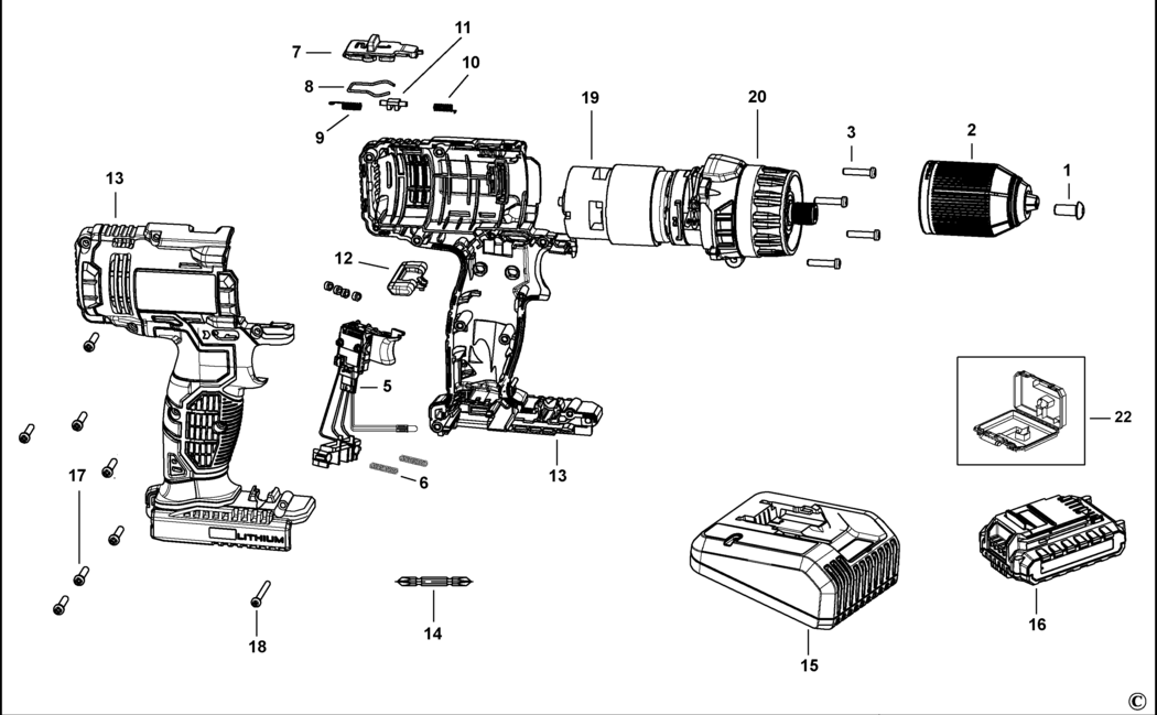 Stanley SCD20 Type 1 Drill/driver Spare Parts