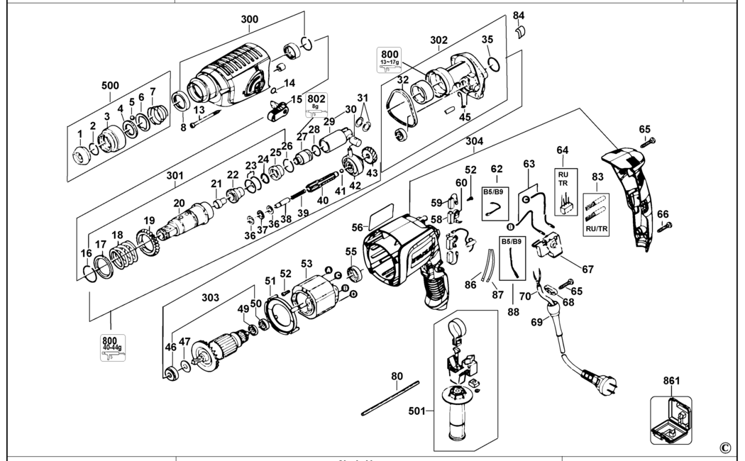 Stanley STHR202K Type 2 Rotary Hammer Spare Parts