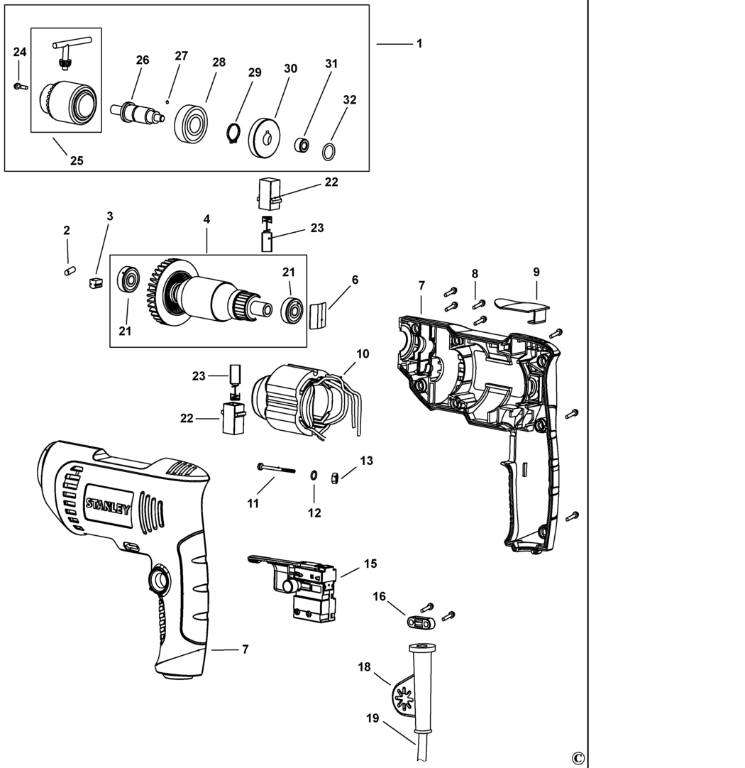 Stanley SDR3006 Type 1 Drill Spare Parts