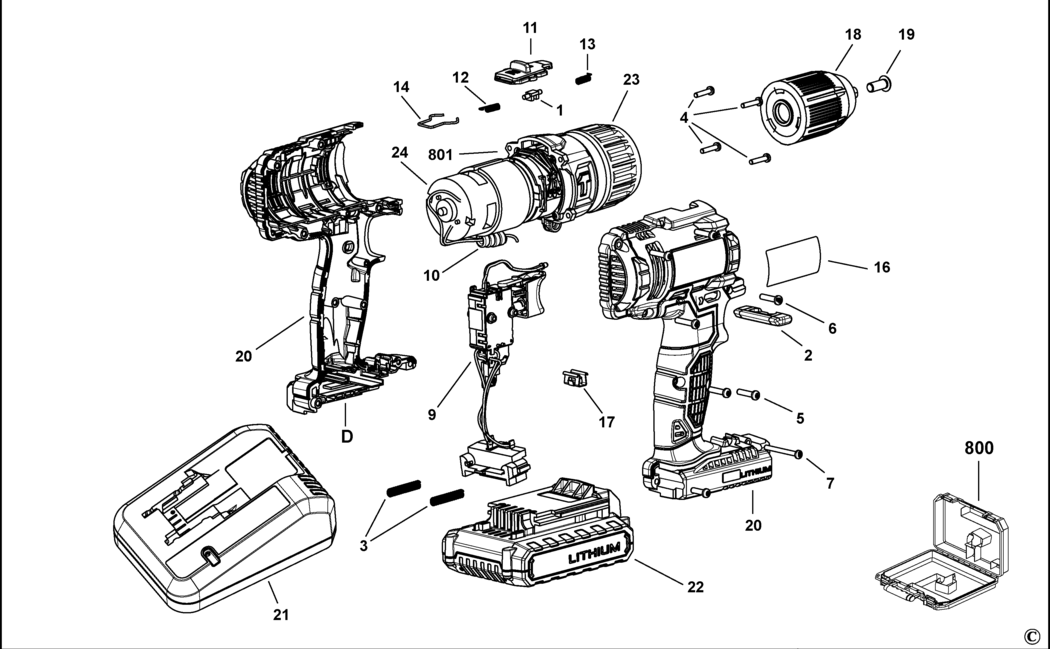 Stanley SCH20 Type 1 Cordless Drill 18v Li-ion Spare Parts