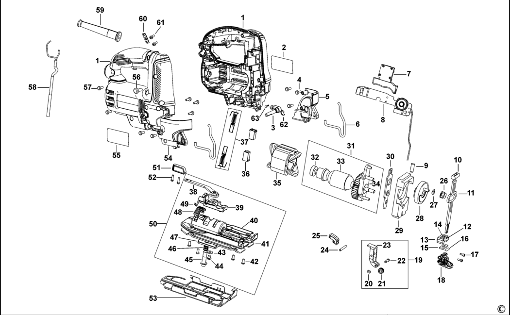 Stanley SSJ0650 Type 1 Jigsaw Spare Parts